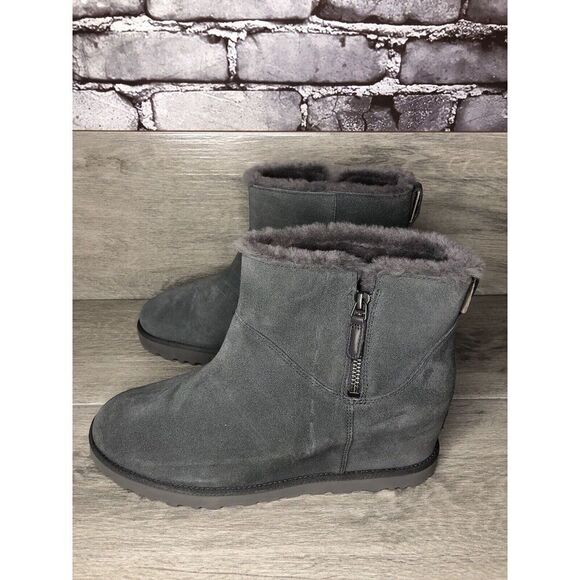 NEW UGG WOMEN'S CLASSIC FEMME ZIP MINI GREY / GRAY ANKLE BOOTS SIZE 11 1117535 - Picture 6 of 16